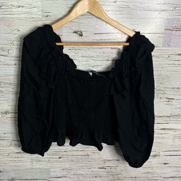 Zara black crop top blouse top size small NWT - Picture 1 of 7